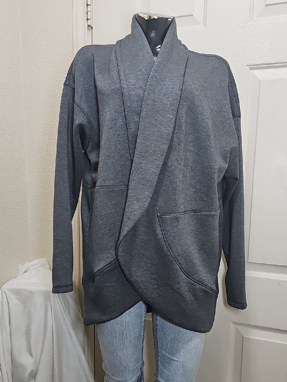 Lane Bryant Charcoal Gray Shawl-Collar Cardigan Sweater